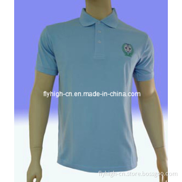 Light Blue Embroidery Pique Polo Shirt